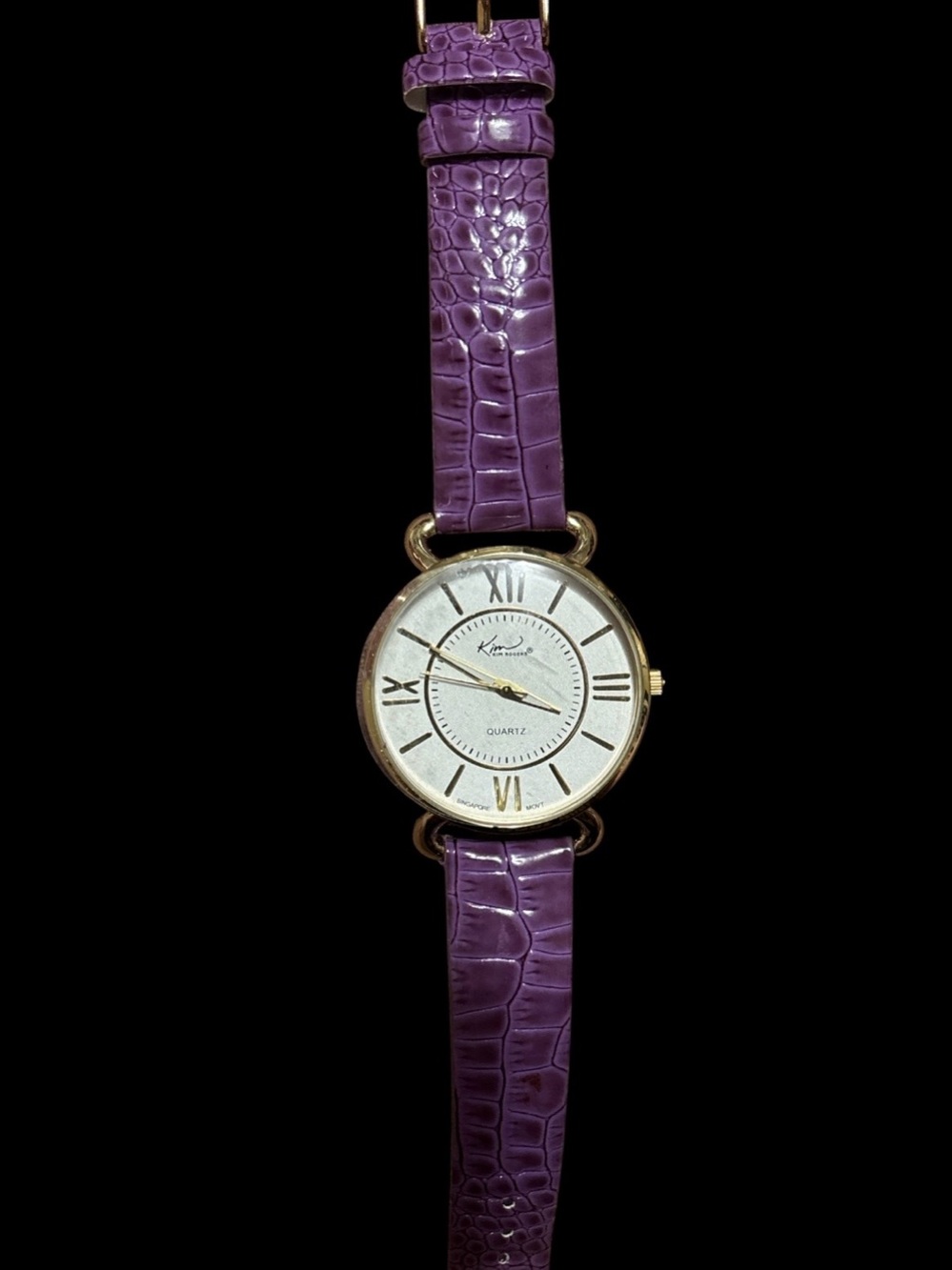 Kim Rogers Classic Purple Croc-Texture Women's Quartz Watch